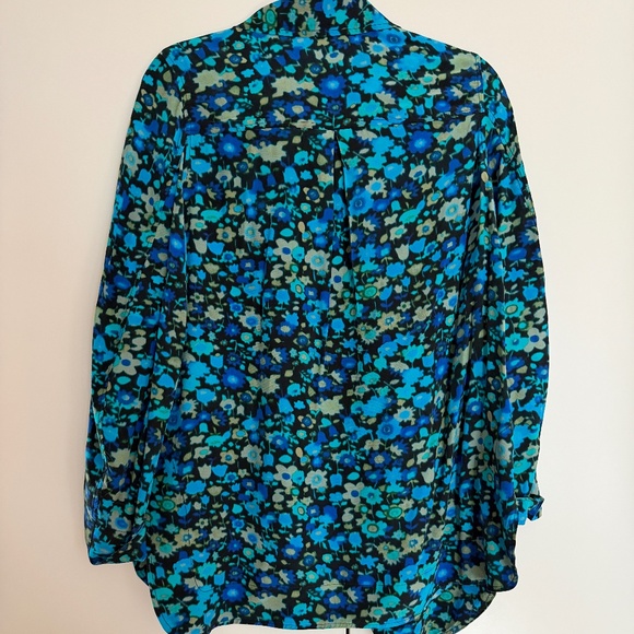 Ganni Silk-Blend Floral Blouse in Blue - Picture 2 of 4
